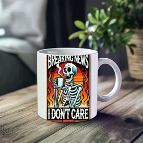 1pc_The Skeleton Drinks Coffee ceramic cup 11 ounces, coffee/tea/wine glass, suitable for Valentine's Day, birthdays,