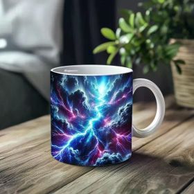 1pc_Purple Lightning ceramic cup 11 ounces, coffee/tea/wine glass, suitable for Valentine's Day, birthdays, home decor,