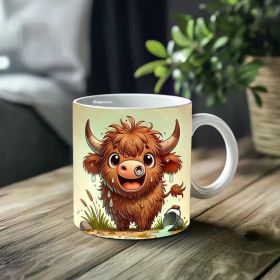 1pc_Cheerful Cow ceramic cup 11 ounces, coffee/tea/wine glass, suitable for Valentine's Day, birthdays, home decor,