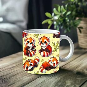 1pc_Red Panda ceramic cup 11 ounces, coffee/tea/wine glass, suitable for Valentine's Day, birthdays, home decor,